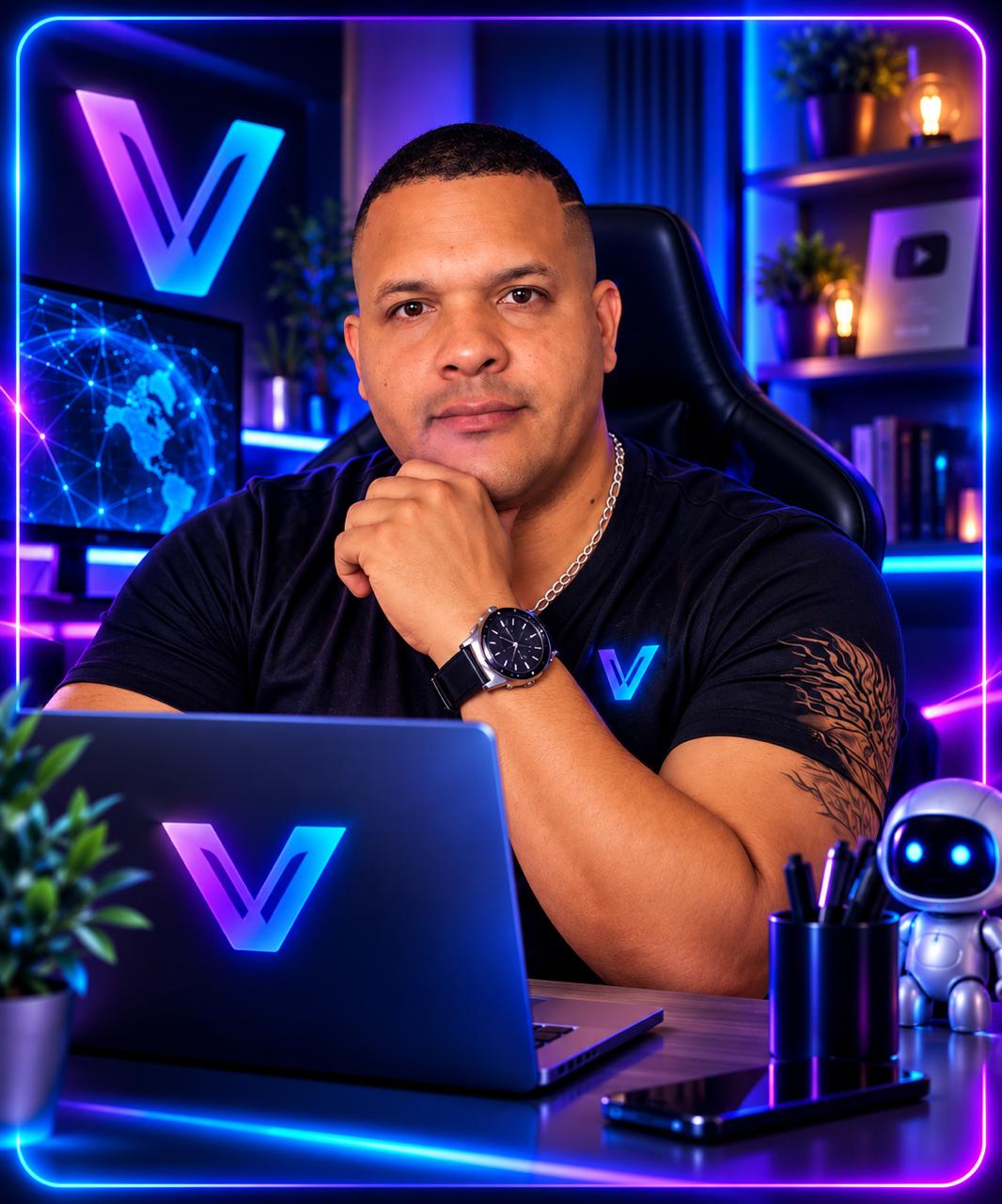 Mentor de La Fábrica de MiniApps Verse en su estudio de trabajo